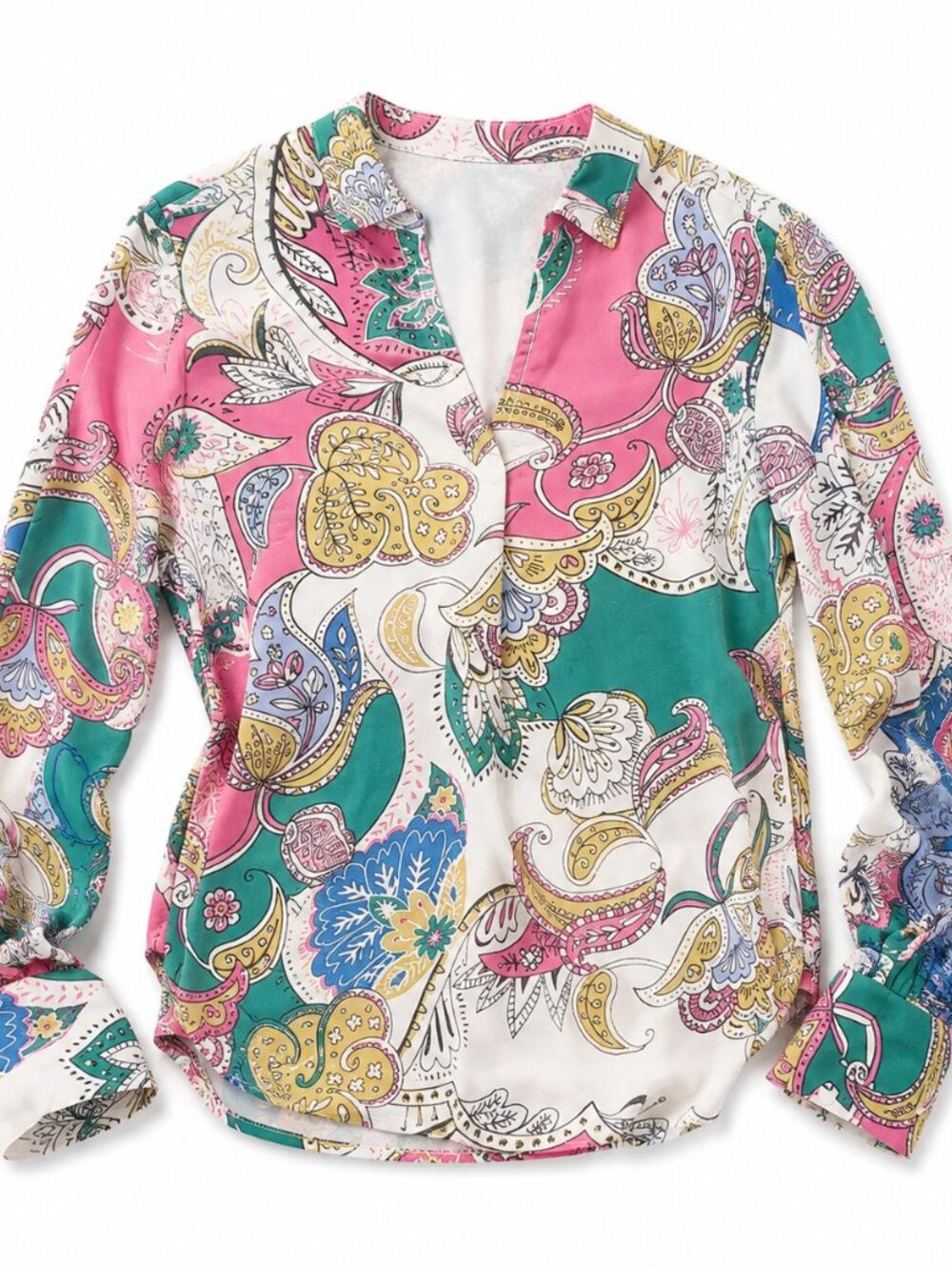 Boden Silk Paisley Button Up Top Size 6